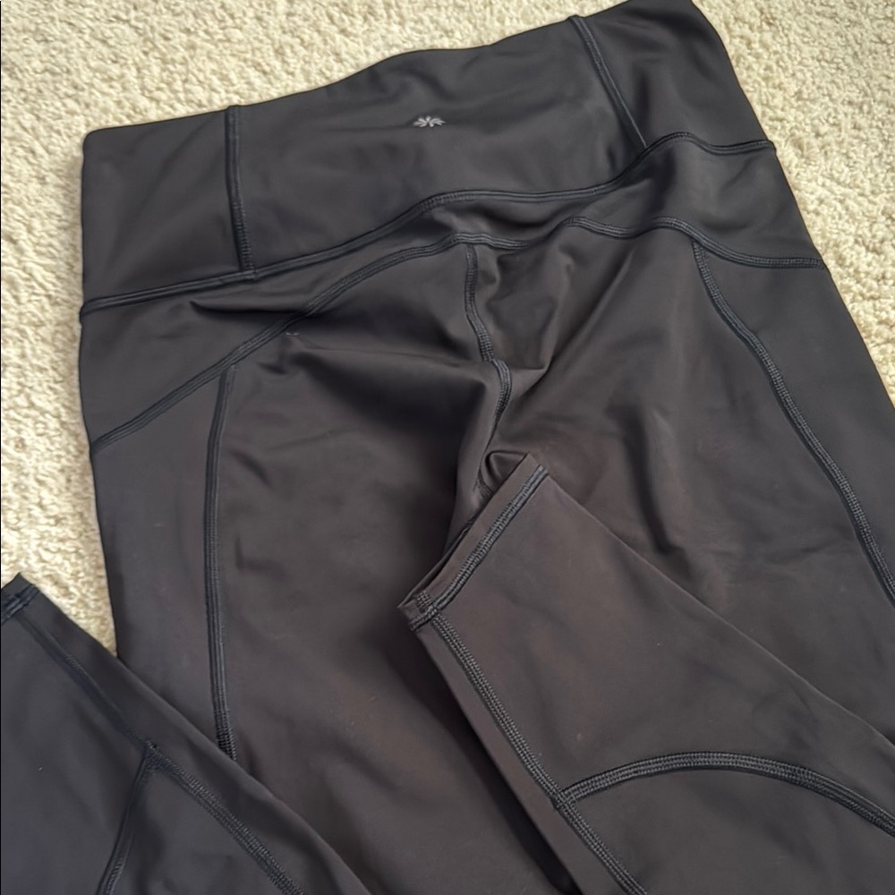 Athleta Black Leggings Black Small Zipper
